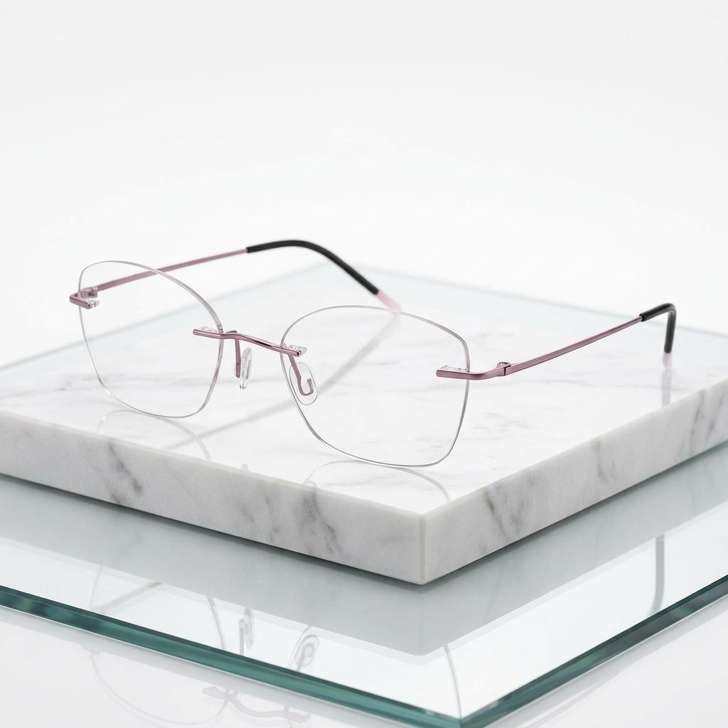 Chashma Ottica Unisex Rimless Rounded Square Titanium Eyeglasses 9015