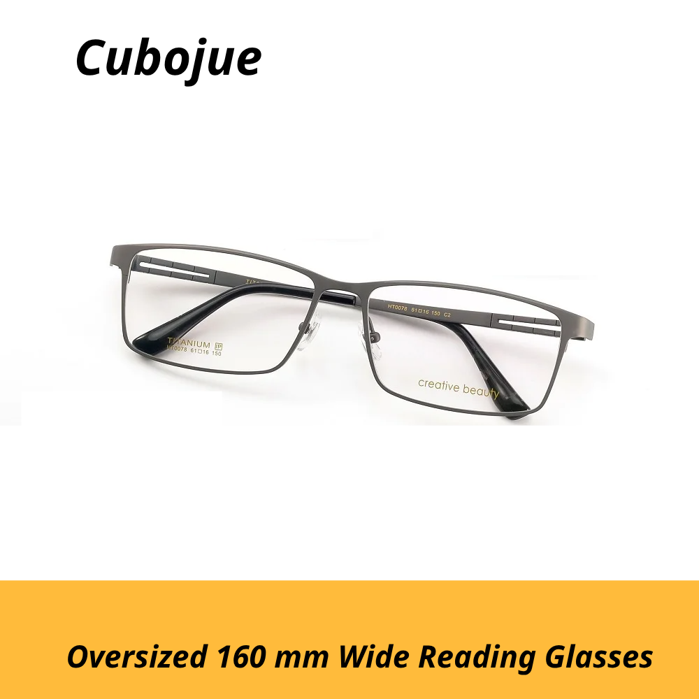Cubojue Unisex Full Rim Big  Square Titanium Reading Glasses 671811