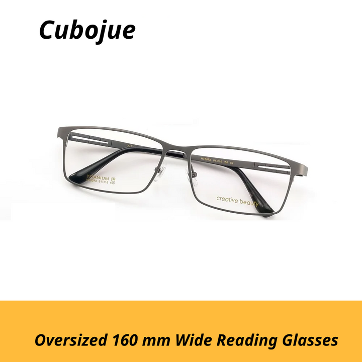 Cubojue Unisex Full Rim Big  Square Titanium Reading Glasses 671811