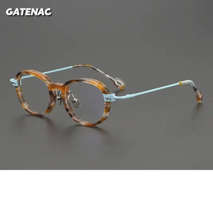 Gatenac Unisex Full Rim Big Square Acetate Titanium Eyeglasses 679010 FuzWeb