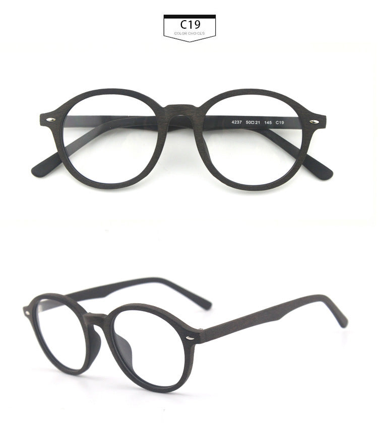 Hdcrafter Unisex Full Rim Round Oval Wood Metal Frame Eyeglasses 4237.