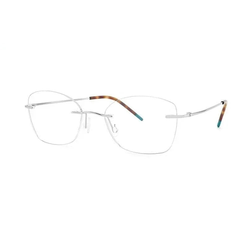 Chashma Ottica Unisex Rimless Rounded Square Titanium Eyeglasses 9017