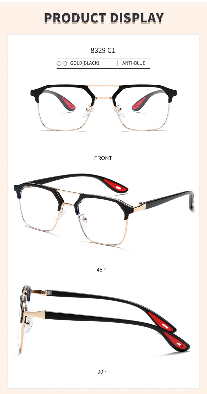 Kocolior Unisex Full Rim Square Tr 90 Alloy Double Bridge Photochromic Reading Glasses 968329.