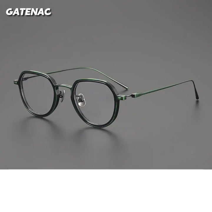 Gatenac Mens Full Rim Flat Top Round Acetate Titanium Eyeglasses 678316 — view 1 | Gatenac at FuzWeb