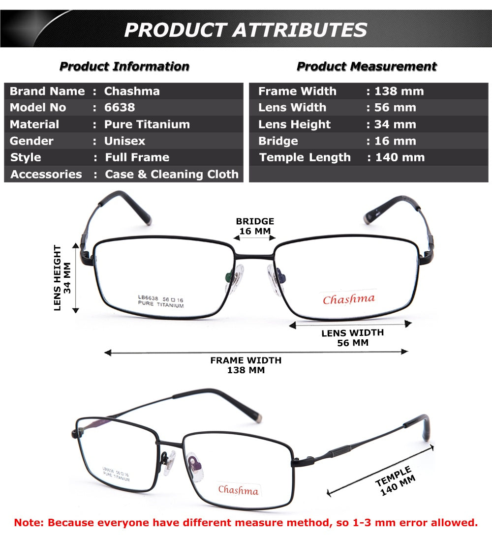 Chashma Ottica Womens Full Rim Square Titanium Eyeglasses 416638 — view 1 | Chashma Ottica at FuzWeb