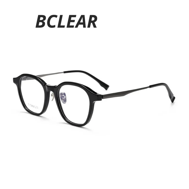 Bclear Unisex Full Rim Round Square Acetate Titanium Eyeglasses 633576