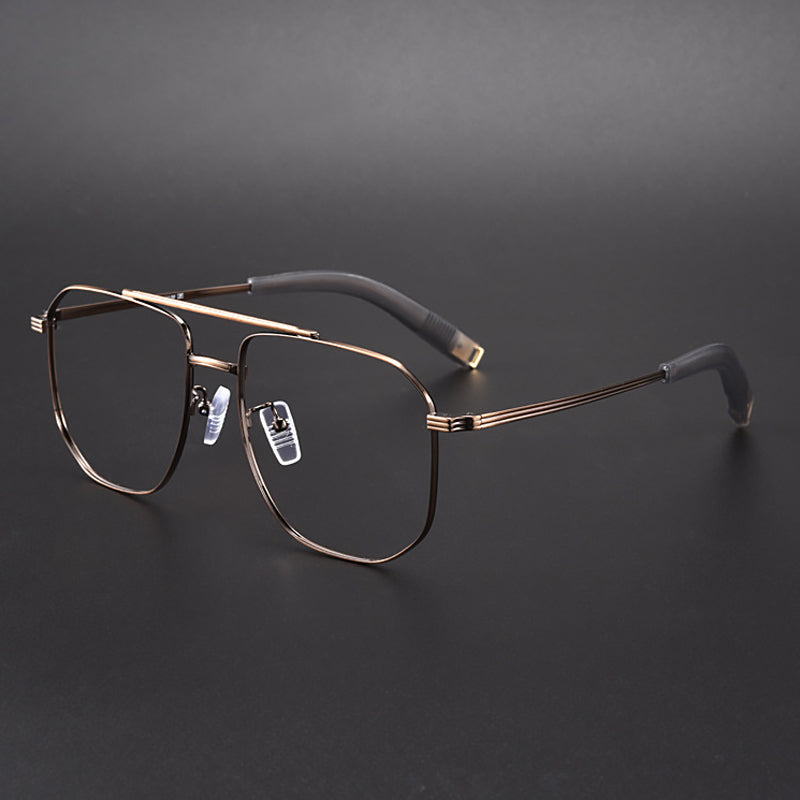 Gatenac Unisex Full Rim Square Double Bridge Titanium Photochromic Reading Glasses 760942.