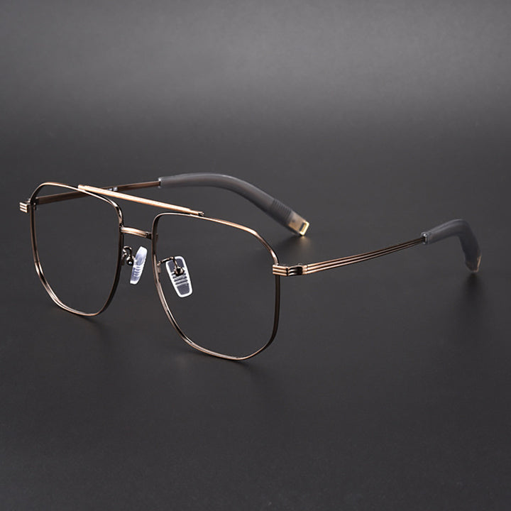 Gatenac Unisex Full Rim Square Double Bridge Titanium Photochromic Reading Glasses 760942.