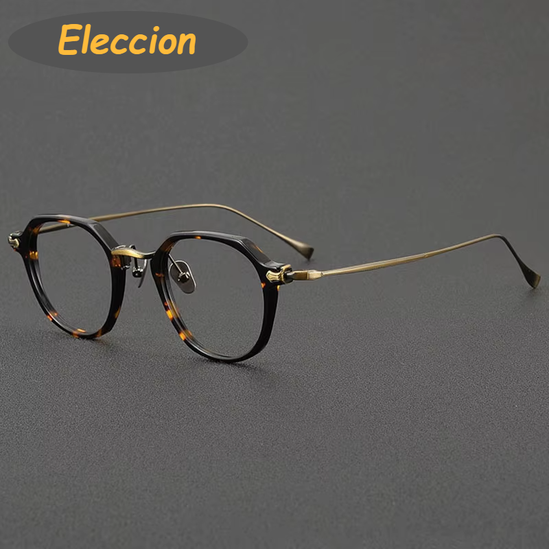 Eleccion Unisex Full Rim Oval Square Acetate Titanium Eyeglasses 481036