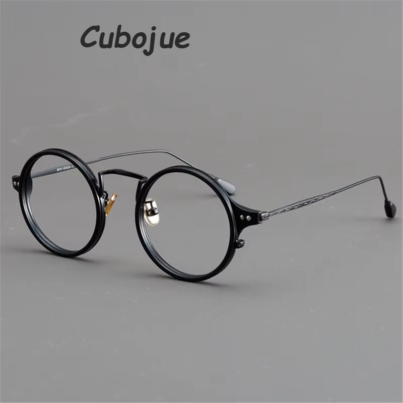 Cubojue Women's Full Rim  Round Tr 90 Titanium Reading Glasses 71333