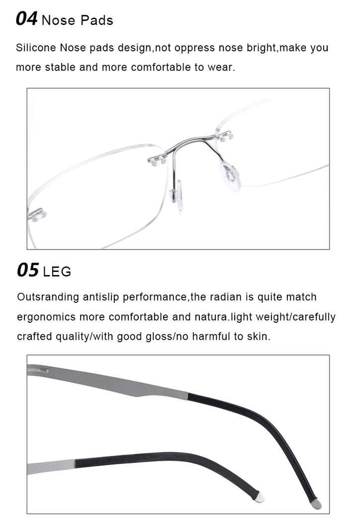 Krasivyy Unisex Rimless Square Screwless Titanium Eyeglasses 316029.