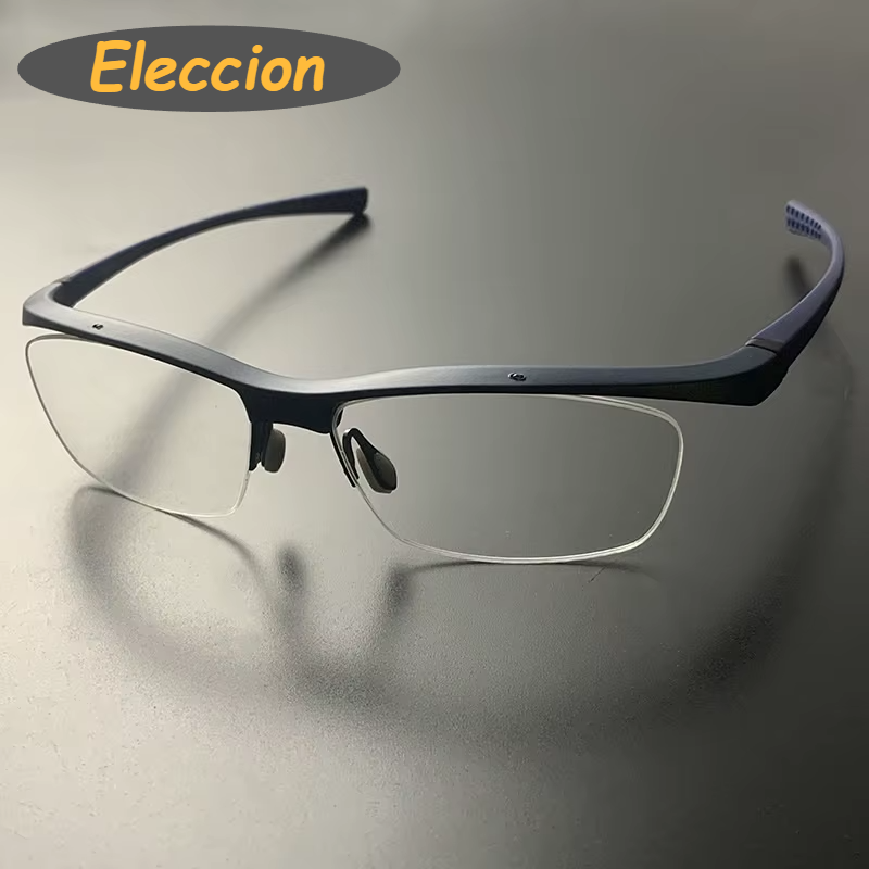 Eleccion Unisex Semi Rim Square Tr 90 Titanium Sport Eyeglasses 17027 Semi Rim Eleccion Blue