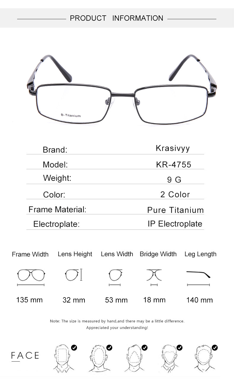 Krasivyy Unisex Full Rim Square Titanium Eyeglasses Kr4755.