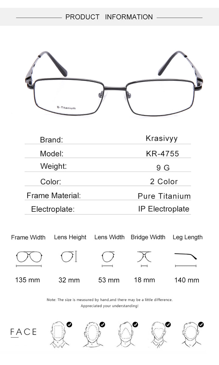 Krasivyy Unisex Full Rim Square Titanium Eyeglasses Kr4755.