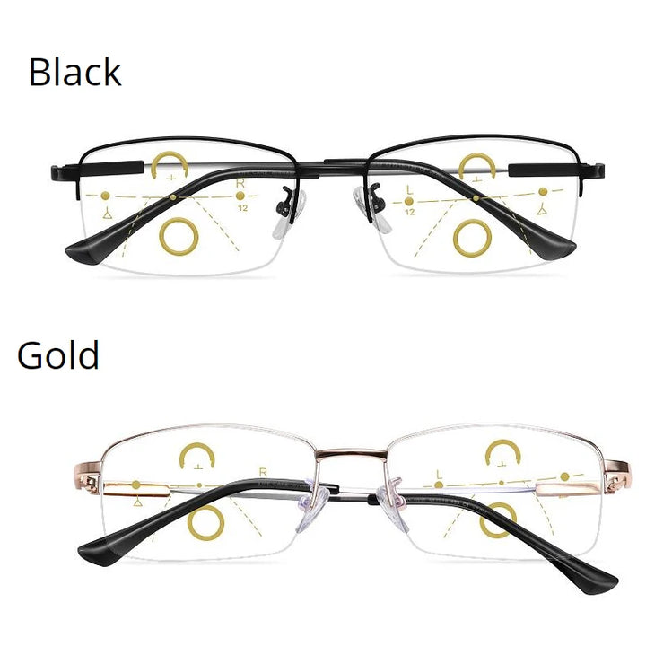 Evunhuo Full Rim Square Titanium Alloy Progressive Reading Glasses 4579.