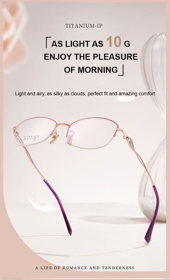 Chashma Ochki Womens Semi Rim Small Oval Titanium Eyeglasses 6174 — view 5 | Chashma Ochki at FuzWeb