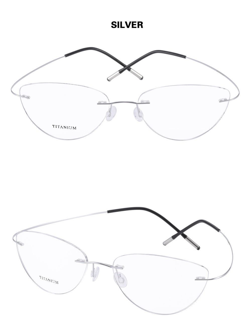 Chashma Ottica Unisex Rimless Cat Eye Titanium Eyeglasses 720003 FuzWeb