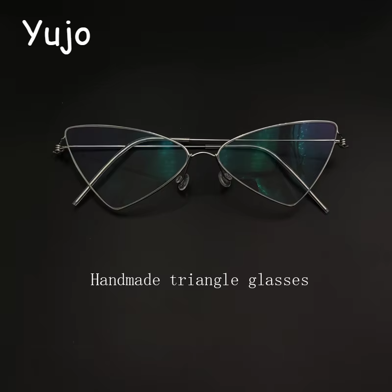 Yujo Unisex Full Rim Triangle Cat Eye Stainless Steel Eyeglasses 14560 Full Rim Yujo
