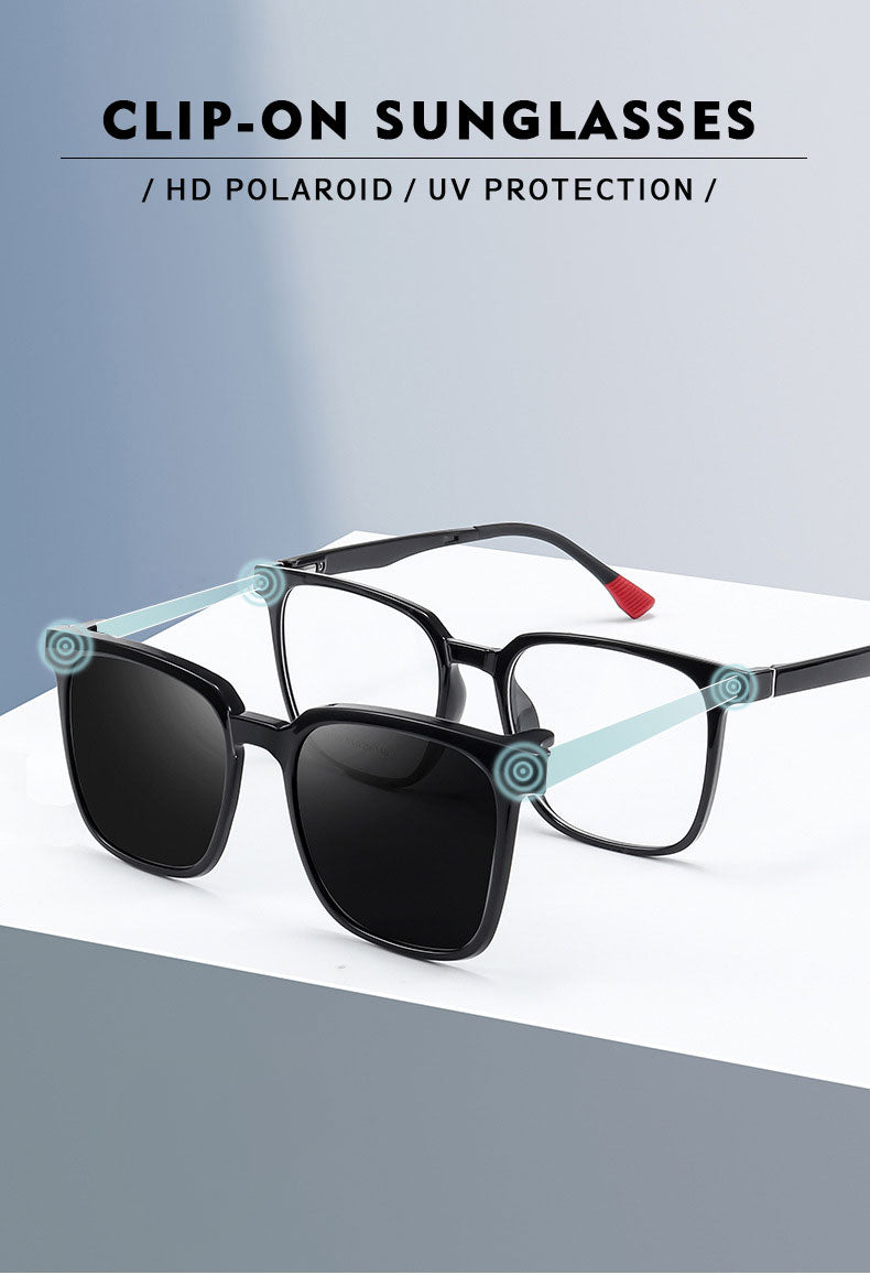 Kansept Unisex Full Rim Square Tr 90 Reading Glasses Clip On Polarized Sunglasses 2190 — view 1 | Kansept at FuzWeb