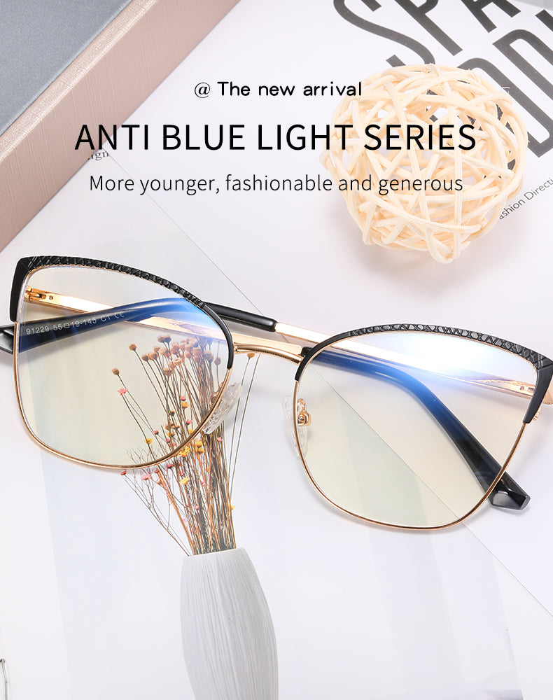 Hotony Womens Full Rim Cat Eye Square Alloy Eyeglasses 91229 — view 1 | Hotony at FuzWeb