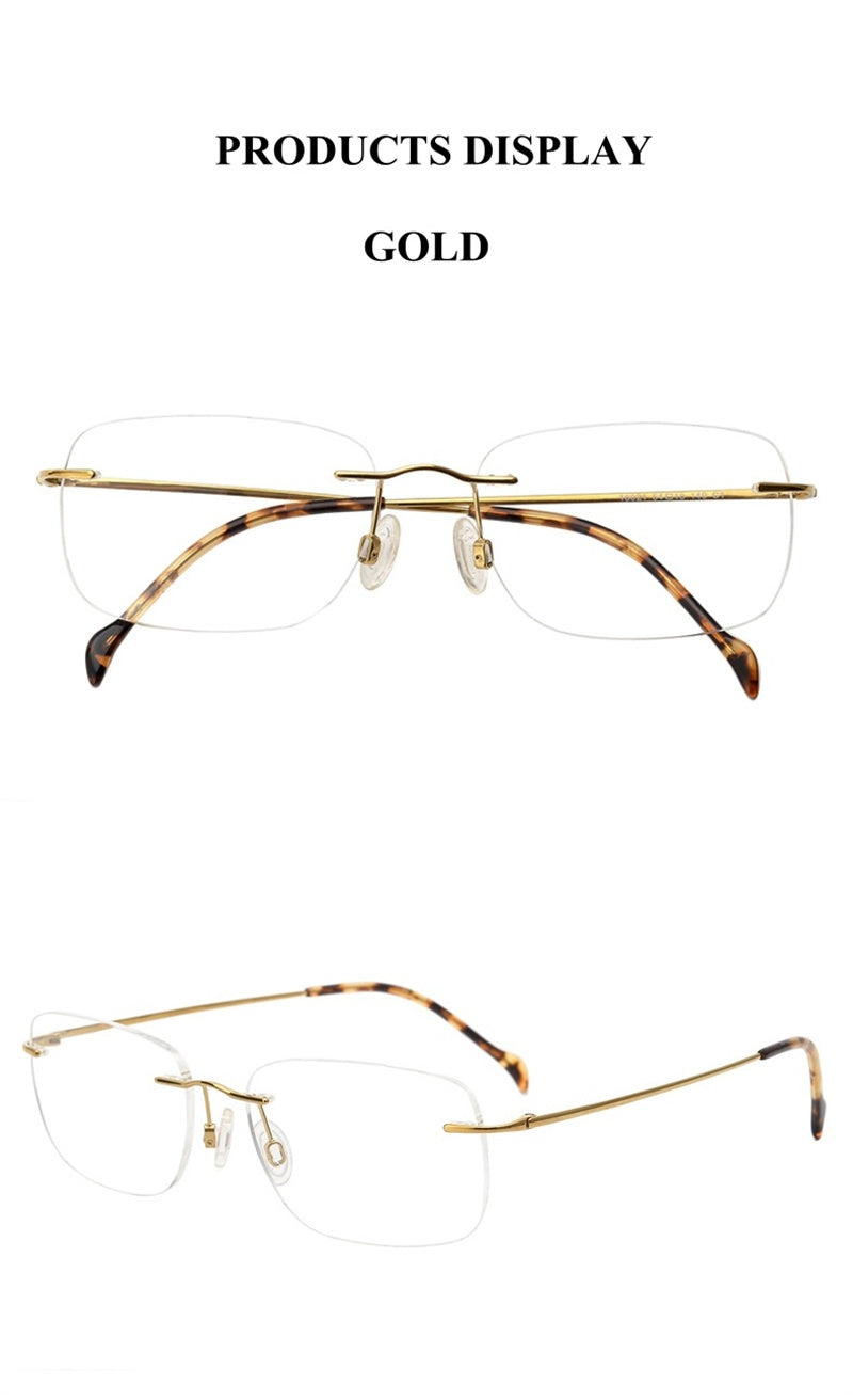 Chashma Ottica Unisex Rimless Square Titanium Eyeglasses 416021 — view 2 | Chashma Ottica at FuzWeb