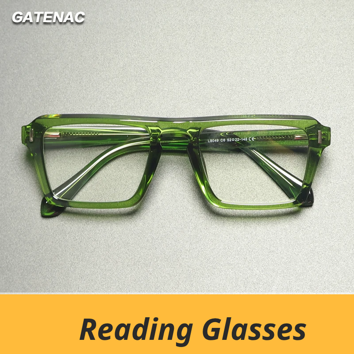 Gatenac Unisex Full Rim Square Tr 90 Titanium Reading Glasses Gxy2049