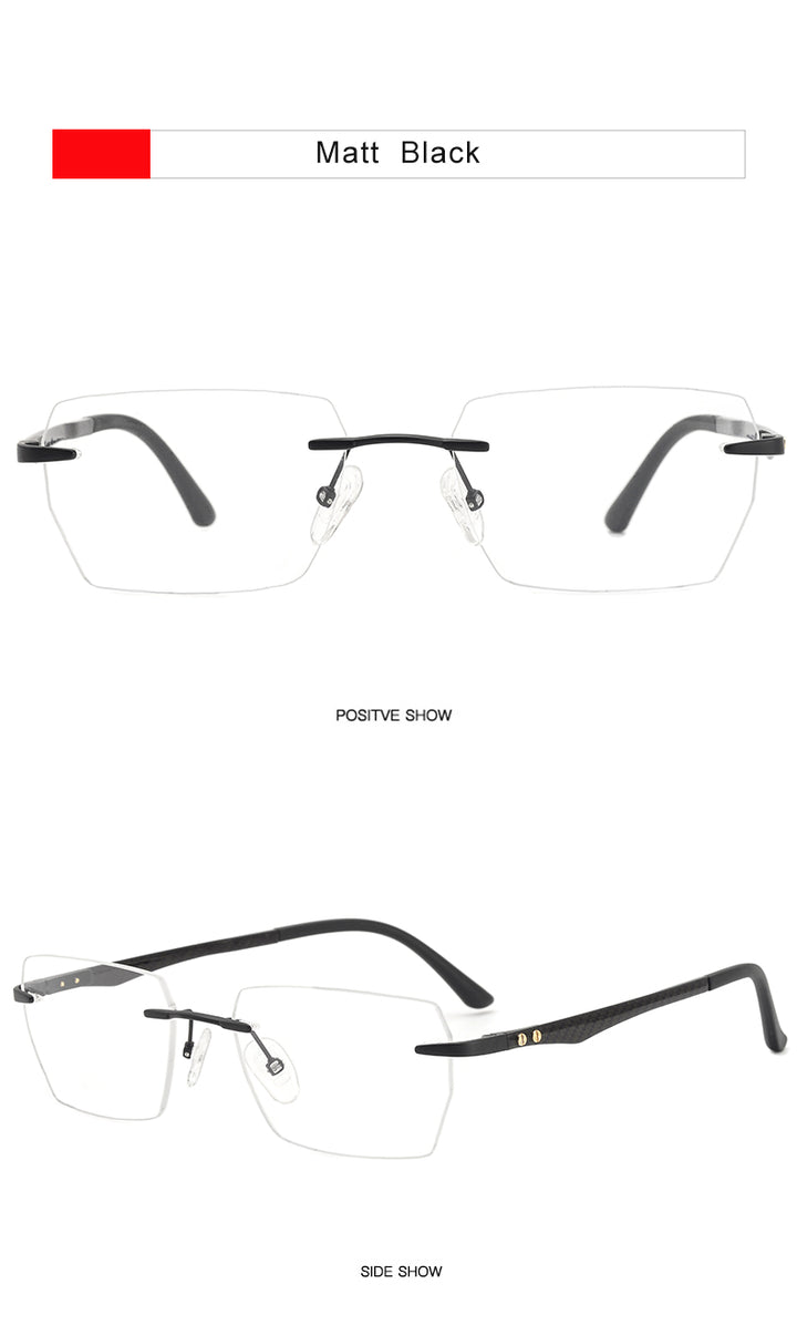 Krasivyy Mens Rimless Square Carbon Fiber Titanium Eyeglasses Kr16027 — view 11 | Krasivyy at FuzWeb