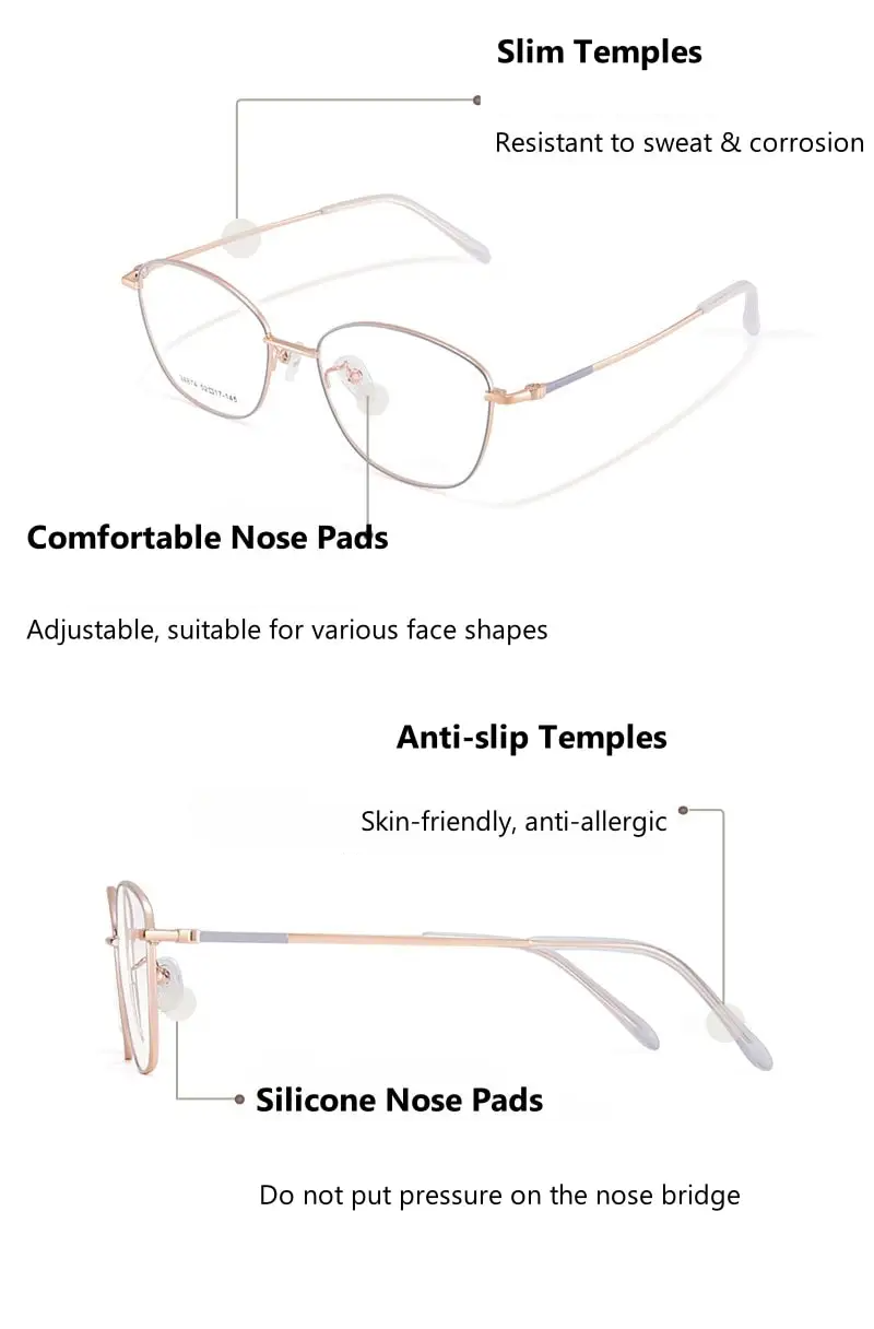 Summer Flower Women's Full Rim Square Cat Eye Alloy Eyeglasses 634874