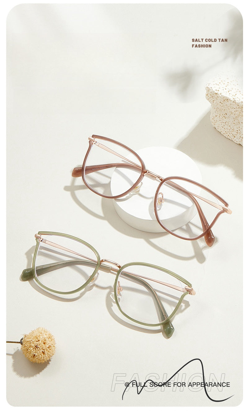 Yimaruili Women's Full Rim Square Cat Eye Alloy Tr 90 Eyeglasses Y2293.