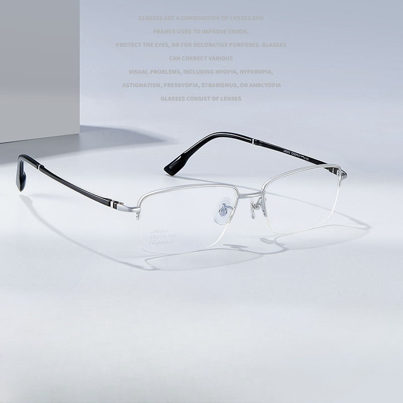 Chashma Ochki Unisex Semi Rim Square Titanium Eyeglasses 986503.