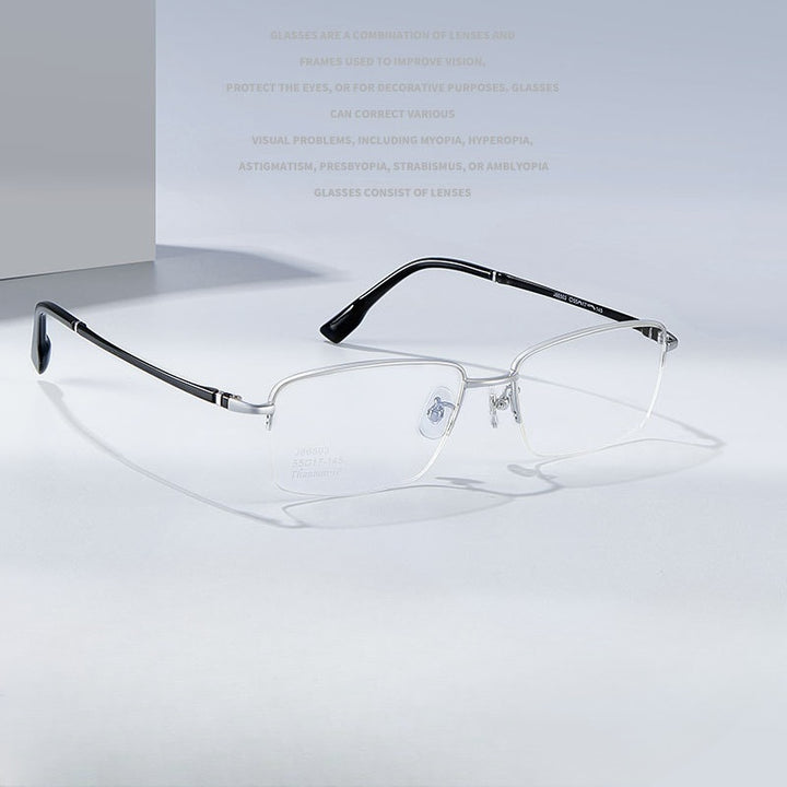 Chashma Ochki Unisex Semi Rim Square Titanium Eyeglasses 986503.