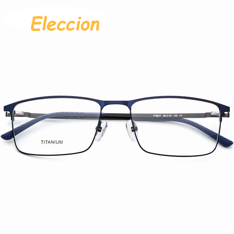 Eleccion Men's Full Rim Square Titanium Alloy Eyeglasses 499847 Full Rim Eleccion