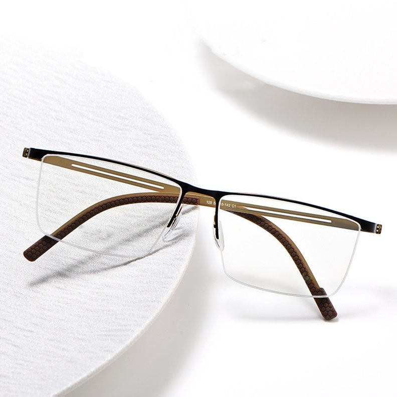 Chashma Ottica Mens Semi Rim Square Alloy Eyeglasses 642129 — view 2 | Chashma Ottica at FuzWeb