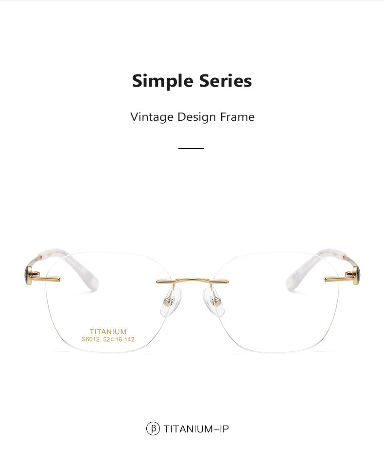 Oveliness Women's Rimless Oval Square Titanium Eyeglasses 196012.