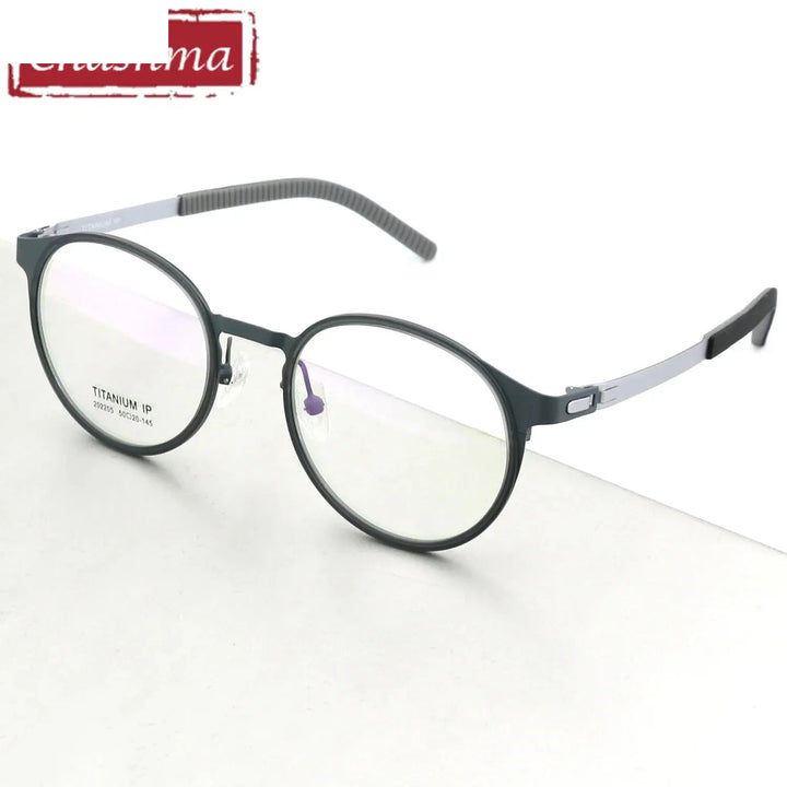 Chashma Ottica Unisex Full Rim Round Titanium Sport Eyeglasses 202205