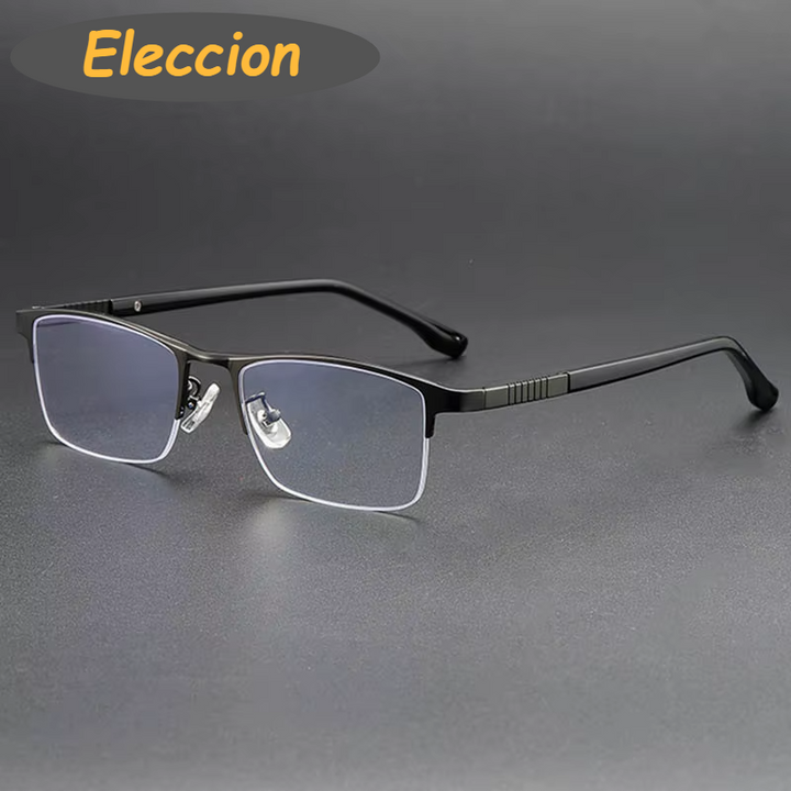 Eleccion Men's Semi Rim Square Titanium Eyeglasses 75006 Semi Rim Brightzone Gray