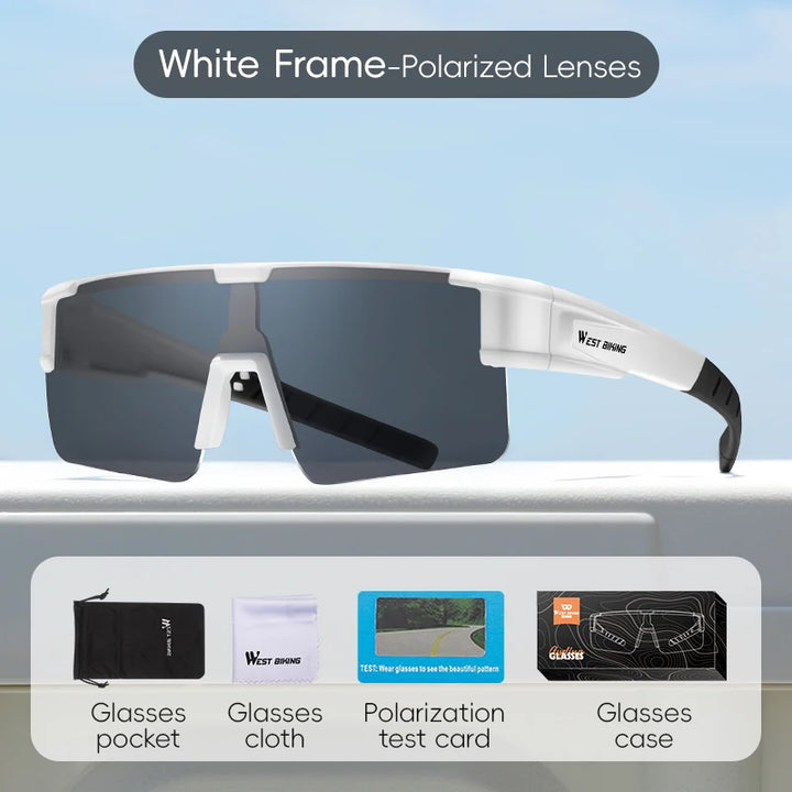 West Biking Unisex Semi Rim Square Polycarbonate Over Frame Polarized Sunglasses 9607931.