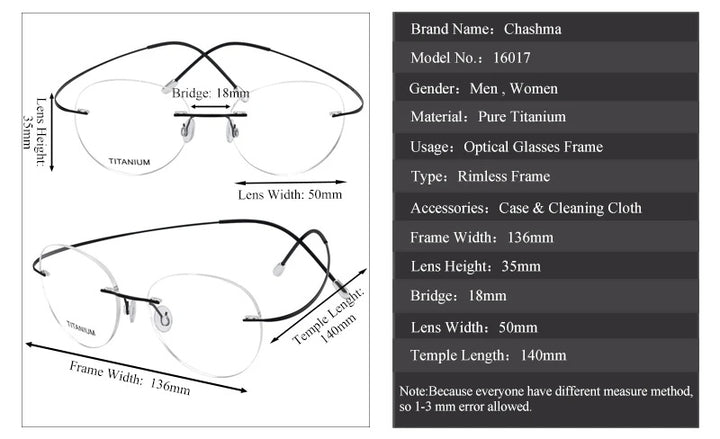 Chashma Ochki Unisex Rimless Round Titanium Eyeglasses 16017 — view 10 | Chashma Ochki at FuzWeb