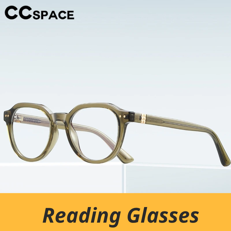 CCspace Men's Full Rim Polygon Oval Tr 90 Alloy Rivet Reading Glasses 802694