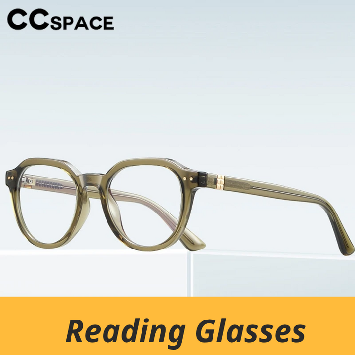 CCspace Men's Full Rim Polygon Oval Tr 90 Alloy Rivet Reading Glasses 802694