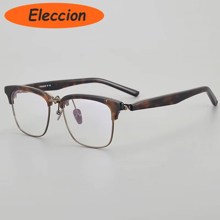 Eleccion Unisex Full Rim Square Titanium Flip Up Eyeglasses 94291