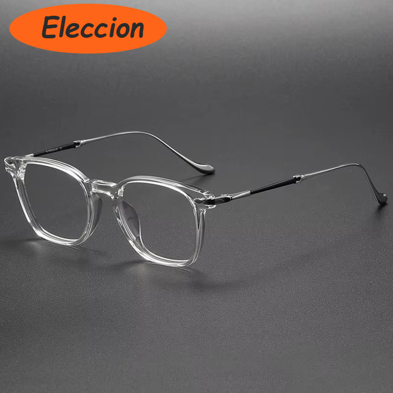 Eleccion Women's Full Rim Square Titanium Acetate Eyeglasses 92052 Full Rim Eleccion Clear - Silver