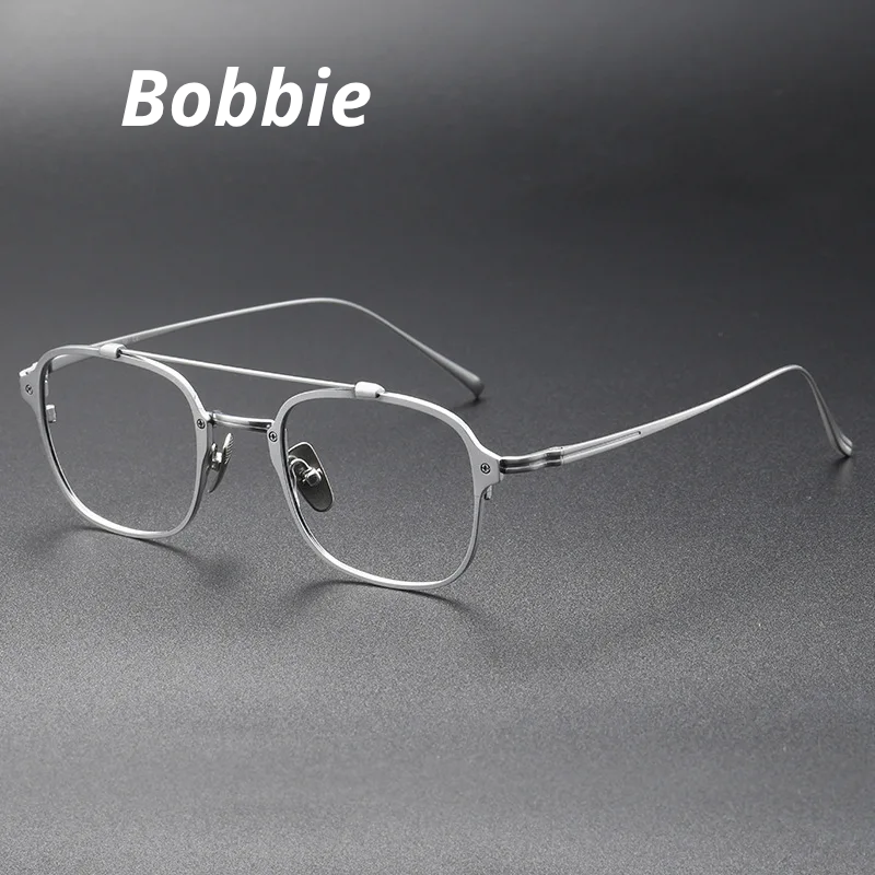 Bobbie Unisex Full Rim Square Double Bridge Titanium Eyeglasses 671319