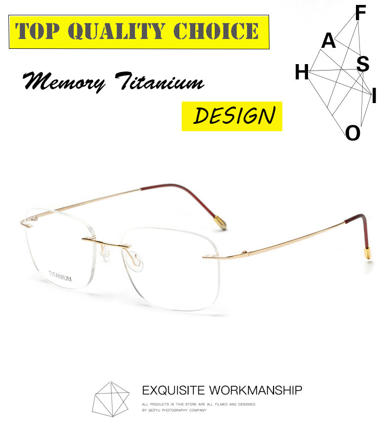 Krasivyy Unisex Rimless Square Titanium Eyeglasses Kr6010 — view 1 | Krasivyy at FuzWeb