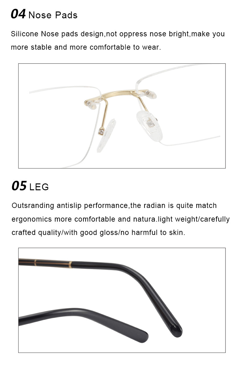 Krasivyy Unisex Rimless Polygon Square Titanium Eyeglasses 716059.