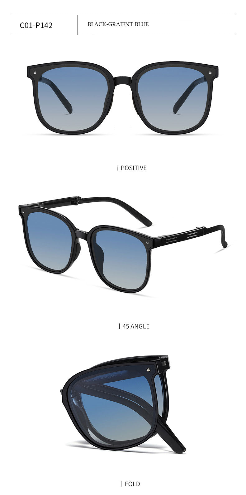 Zirosat Unisex Full Rim Square Alloy Foldable Sunglasses WT7901 — view 12 | Zirosat at FuzWeb