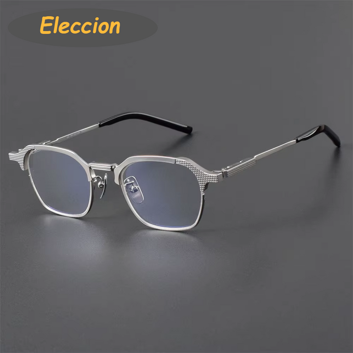 Eleccion Men's Full Rim Square Titanium Eyeglasses 94204 Full Rim Eleccion Silver