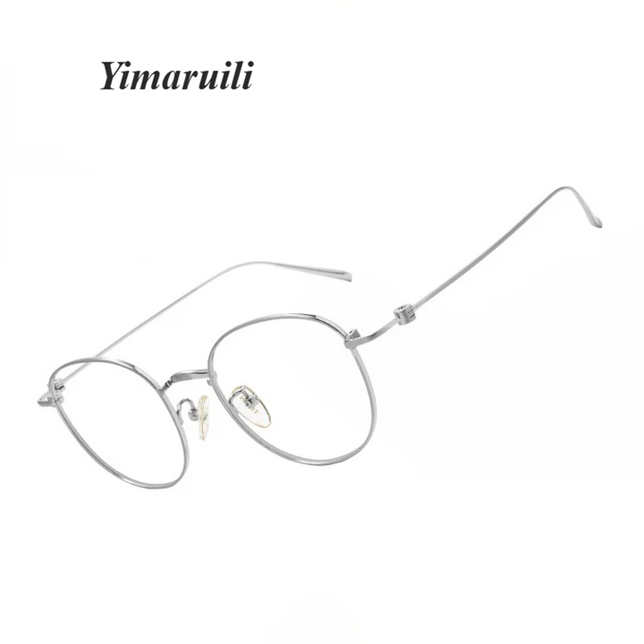 Yimaruili Unisex Full Rim Flat Top Round Titanium Eyeglasses 90237
