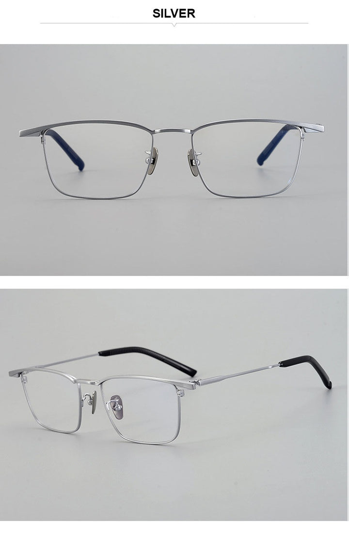 Chashma Unisex Full Rim Big Square Brow Line Titanium Eyeglasses 881156.