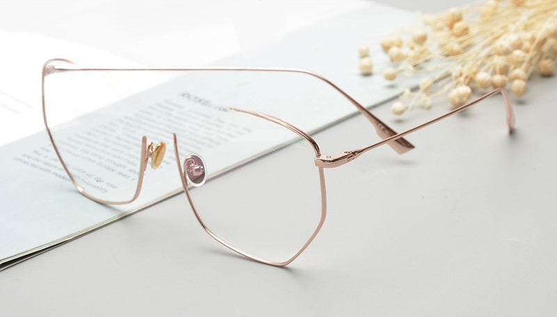 Chashma Ochki Womens Full Rim Irregular Octagon Titanium Eyeglasses 8302 — view 1 | Chashma Ochki at FuzWeb